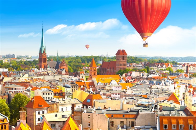 Toruň, panorama Starého Města s balóny | HALO TORUŃ - Toruń