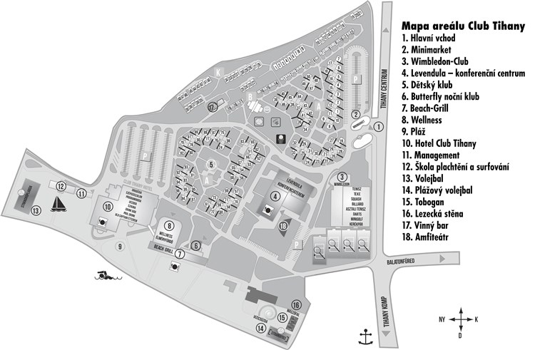 Mapka areálu | CLUB TIHANY - Tihany