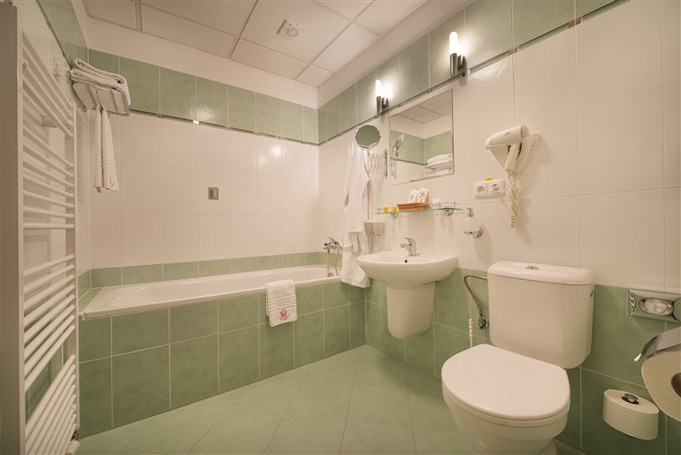 koupelna ve dvoulůžkovém pokoji v hotelu Podhrad | PODHRAD - Hluboká nad Vltavou